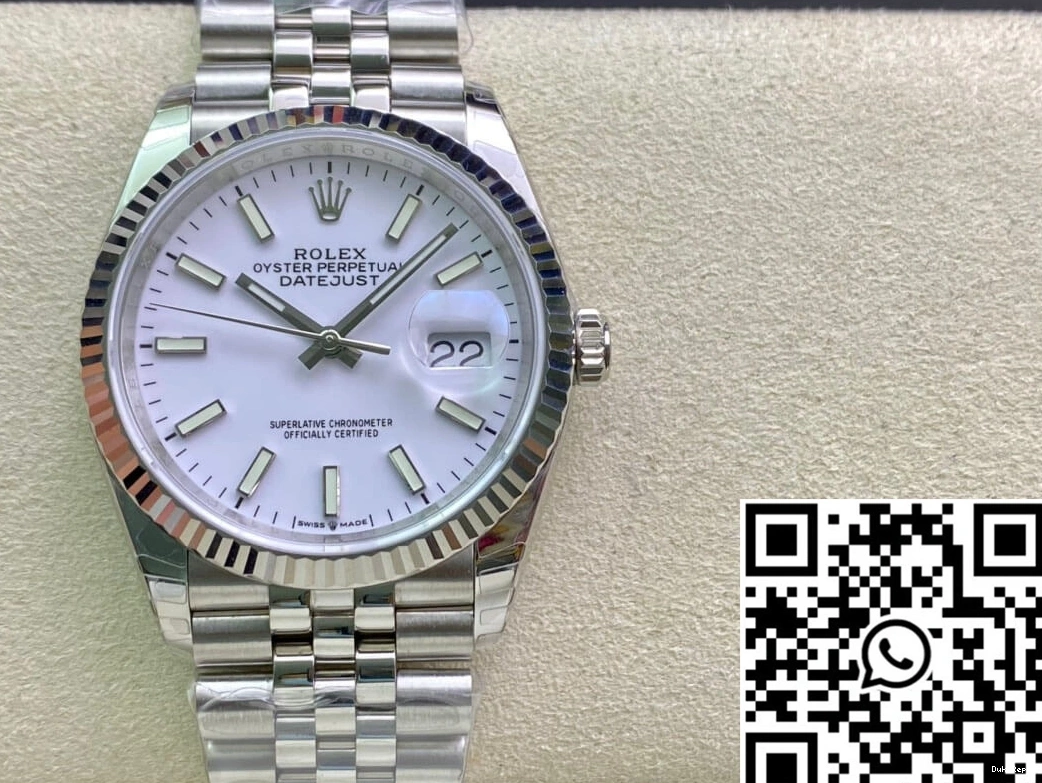 White Factory Dial Datejust 36MM Stainless EW Steel Rolex 0226